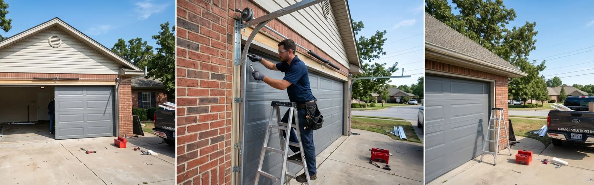 Garage door installation in progress