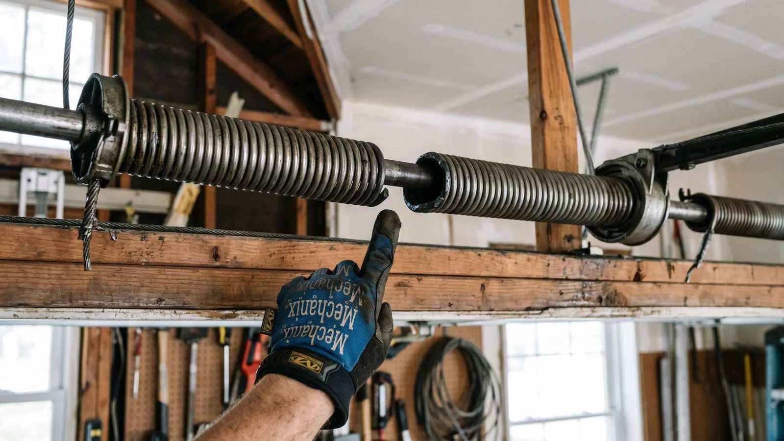 Broken torsion spring with visible coil gap