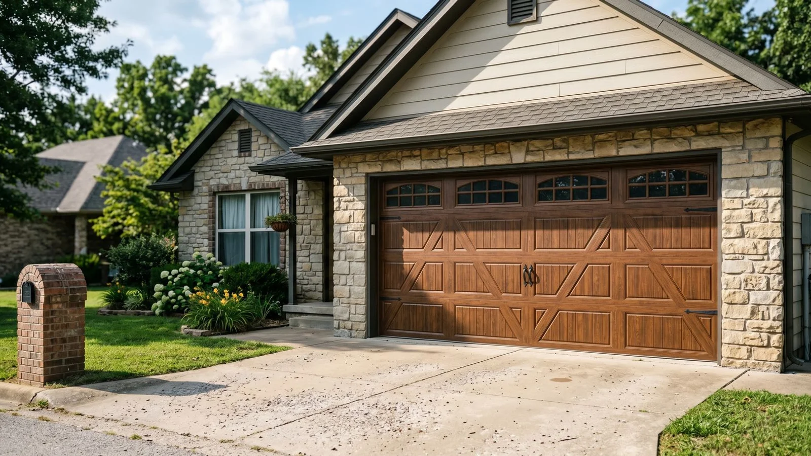 Composite overlay door looking new after years of Arkansas weather