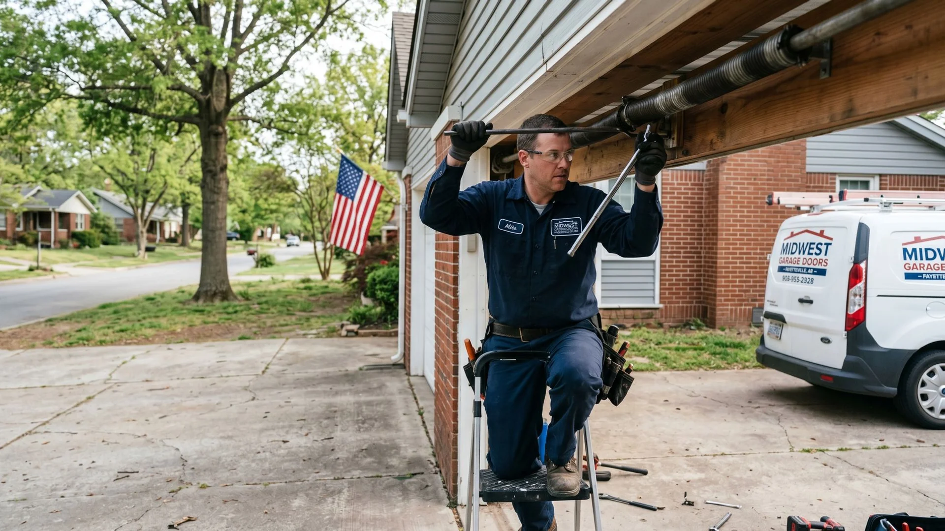 Professional garage door technician in Fayetteville Arkansas