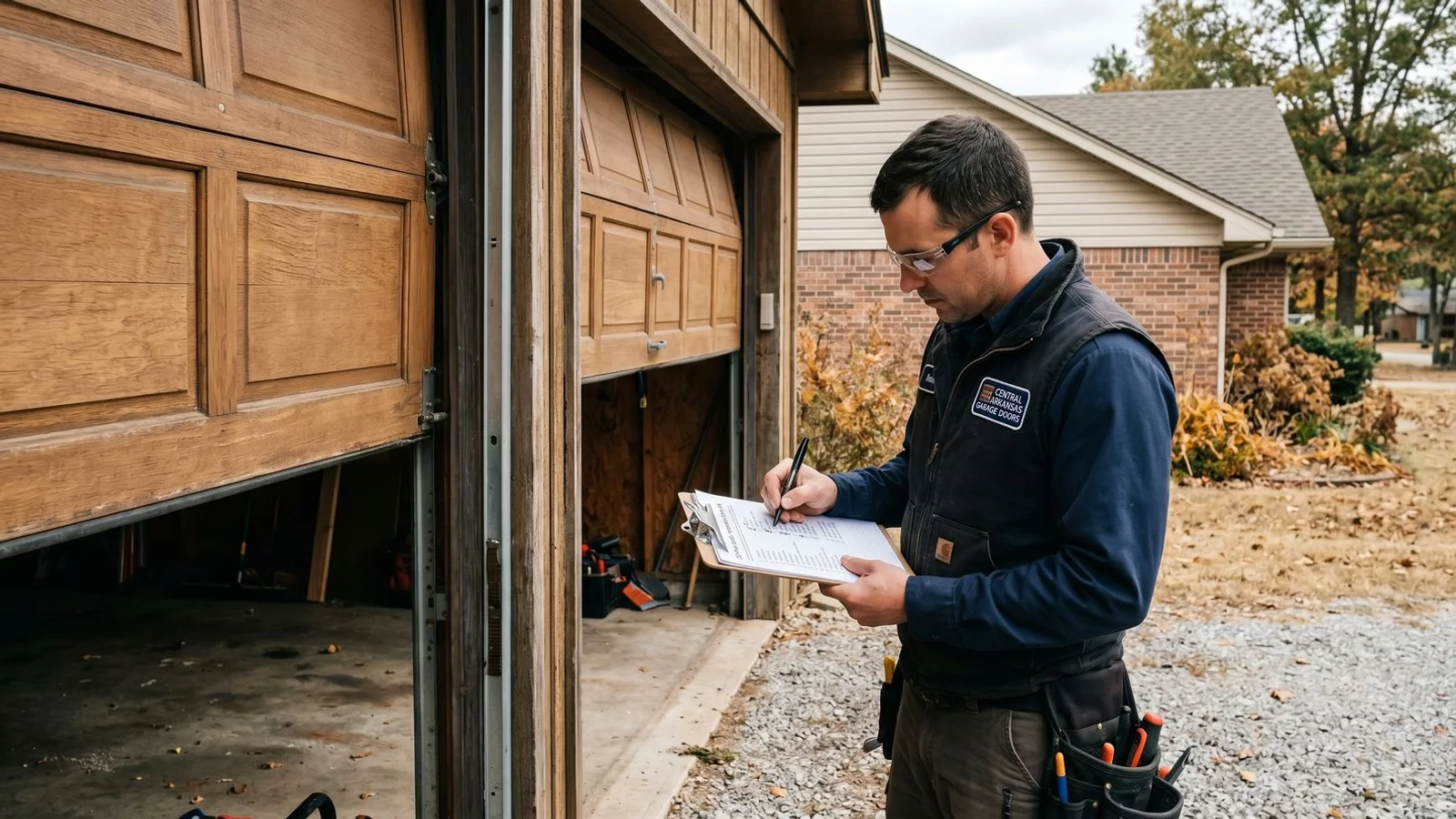 Technician with inspection clipboard during 20-point check