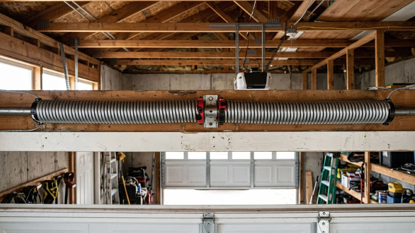 Two new torsion springs after pair replacement